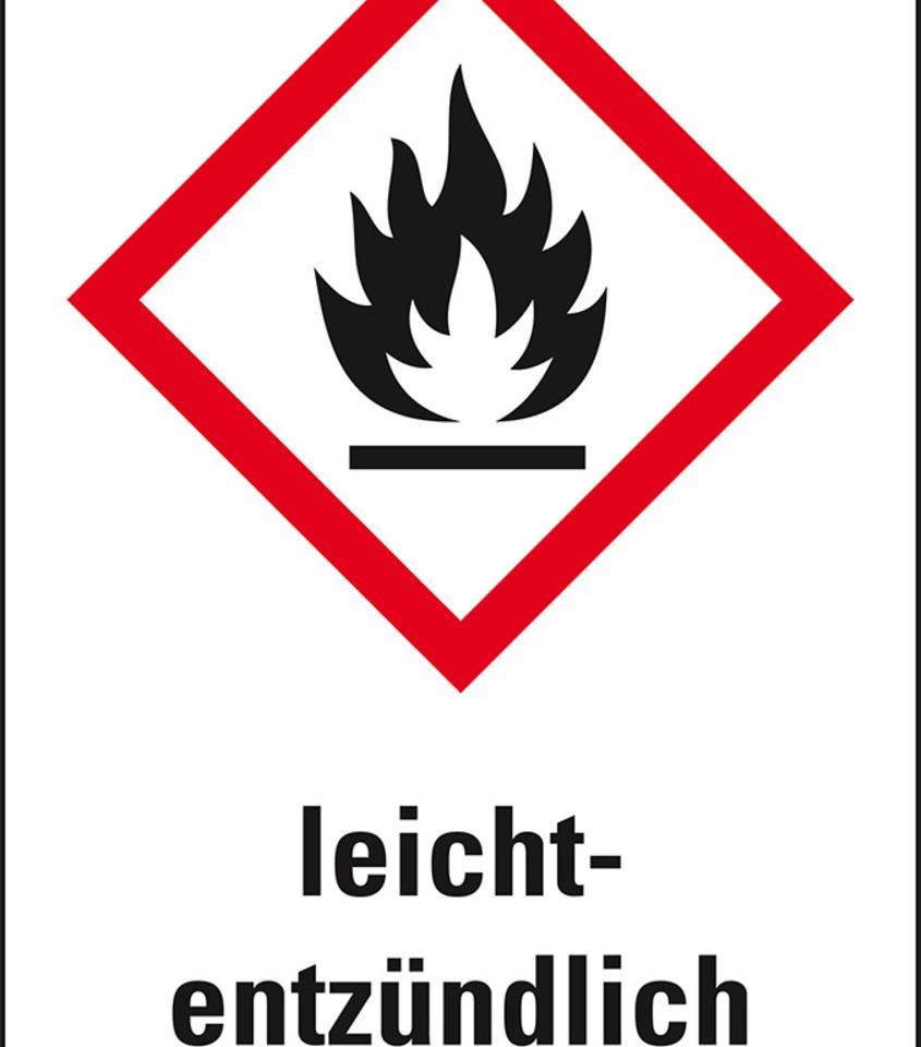 Gefahrensymbol Flamme GHS 02, leichtentzündlich, Folie, 26x37mm,12/Bogen, GHS-Verordnung