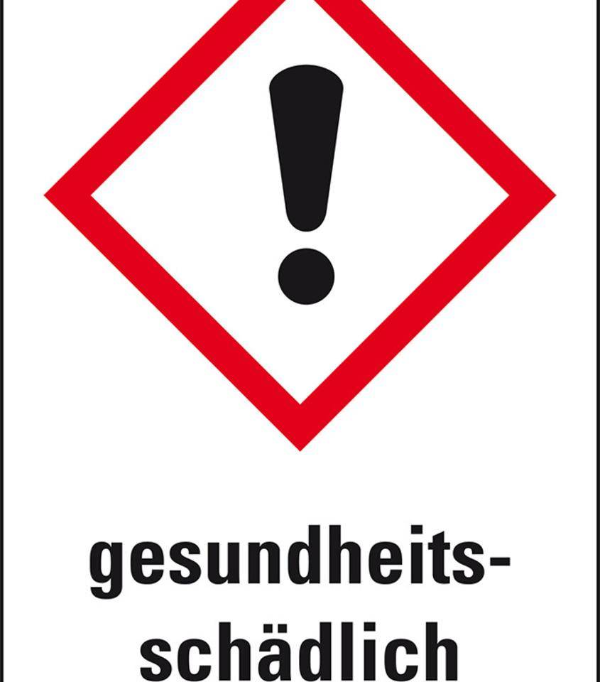 Gefahrensymbol Ausrufezeichen GHS 07, gesundheitsschädlich, Folie, 26x37mm, 12/Bogen, GHS-Verordnung