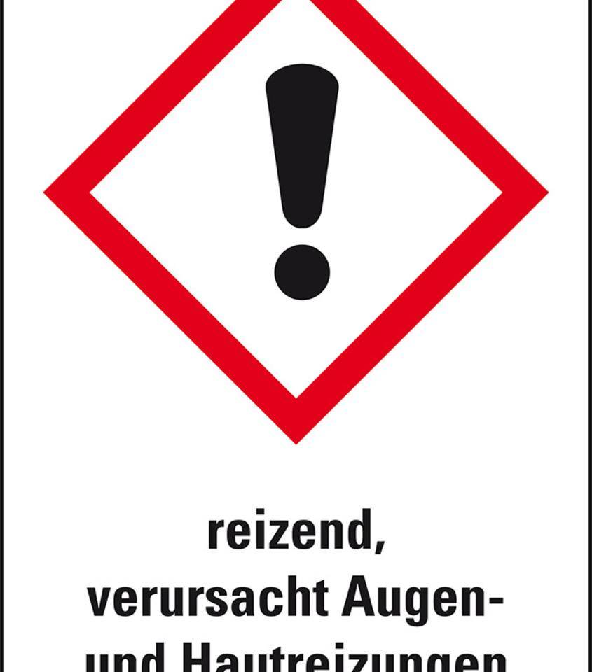 Gefahrensymbol Ausrufezeichen GHS 07, reizend, verur..., Folie, 26x37mm, 12/Bogen, GHS-Verordnung