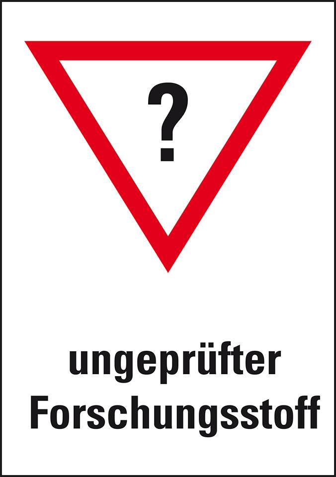Gefahrensymbol Fragezeichen, ungeprüfter Forschungsstoff, Folie, 26x37mm, 12/Bogen