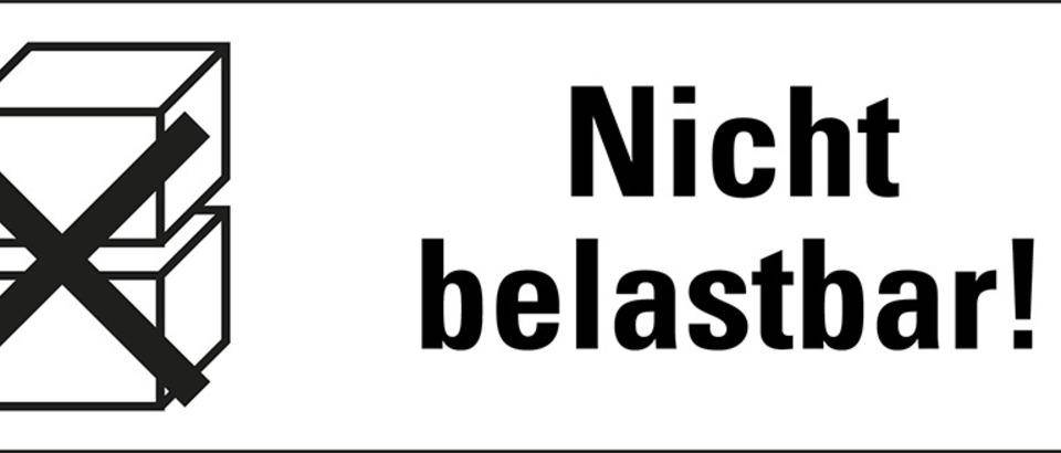 Hinweisetikett Nicht belastbar!, weiß, Haftpapier, permanent, 147x50mm, 250/Rolle
