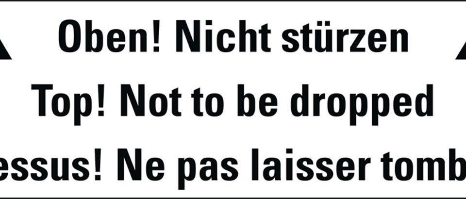 Hinweisetikett Oben! Nicht.., 3-spr, weiß, Haftpapier, permanent, 147x50mm, 250/Rolle
