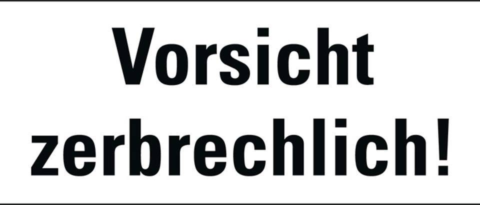 Hinweisetikett Vorsicht zerbrechlich!, weiß, permanent haftendesHaftpapier, 170x60mm, 250/Rolle