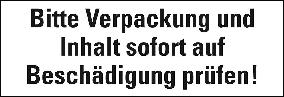 Hinweisetikett Verpackung und Inhalt...prüfen, weiß, Haftpapier, permanent, 147x50mm, 250/Rolle