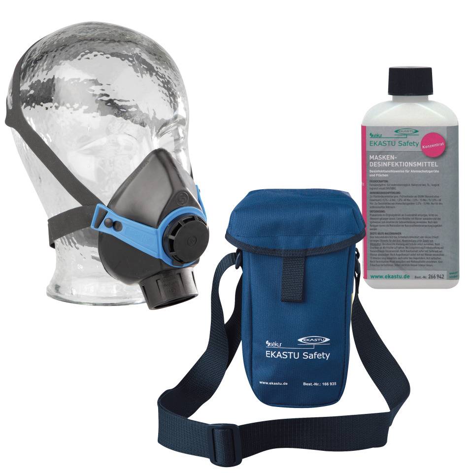 Vorteils-Set Masken, Halbmaske Polimask 330, Masken-Desinfektionsmittel, Tasche