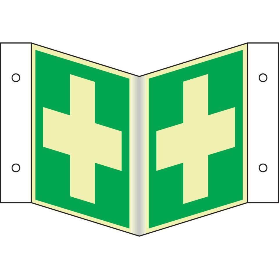 PERMALIGHT® power langnachleuchtend Rettungs-Nasenschild Erste Hilfe, ASR/ISO, Kunststoff, 200x200mm