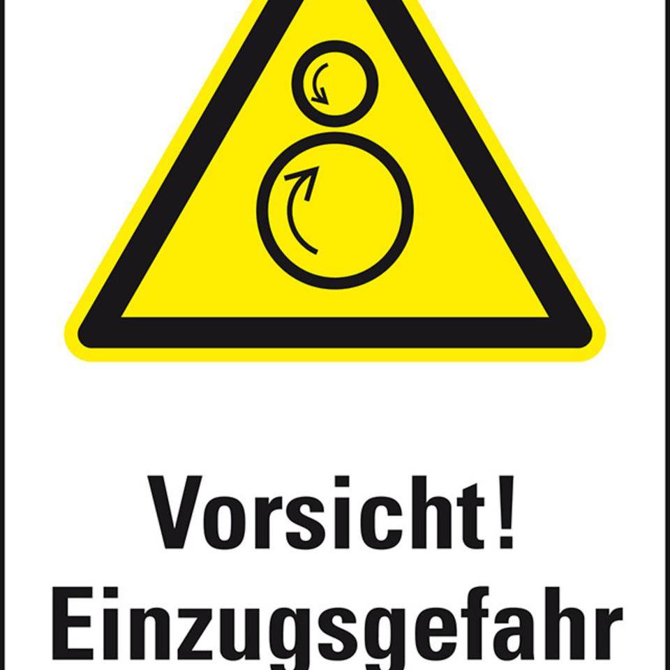Warn-Kombischild Vorsicht!Einzugsgefahr, Kunststoff, 200x300mm, ASR A1.3, DIN EN ISO 7010 W025