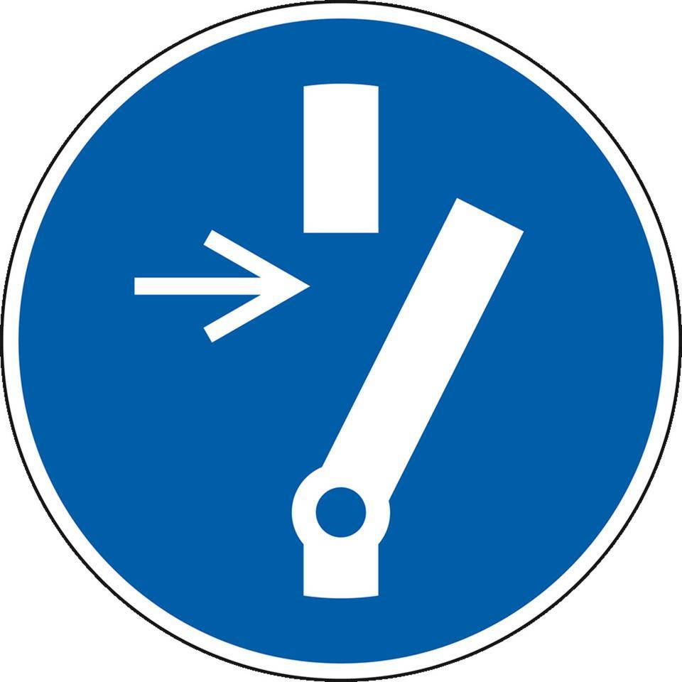 Gebotsschild Vor Wartung oder Reparatur..., Folie, selbstklebend, Ø 100mm, ASR A1.3, DIN EN ISO 7010 M021