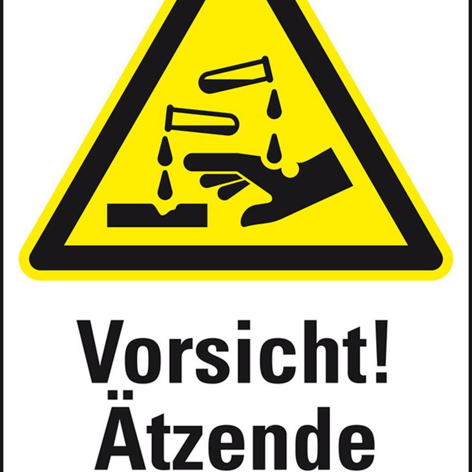 Warn-Kombischild Vorsicht! Ätzende Stoffe, Folie, 200x300mm, ASRA1.3, DIN EN ISO 7010 W023