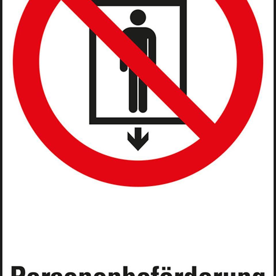 Verbots-Kombischild Personenbeförderung verboten, Folie, 140x250mm, ASR A1.3, DIN EN ISO 7010 P027