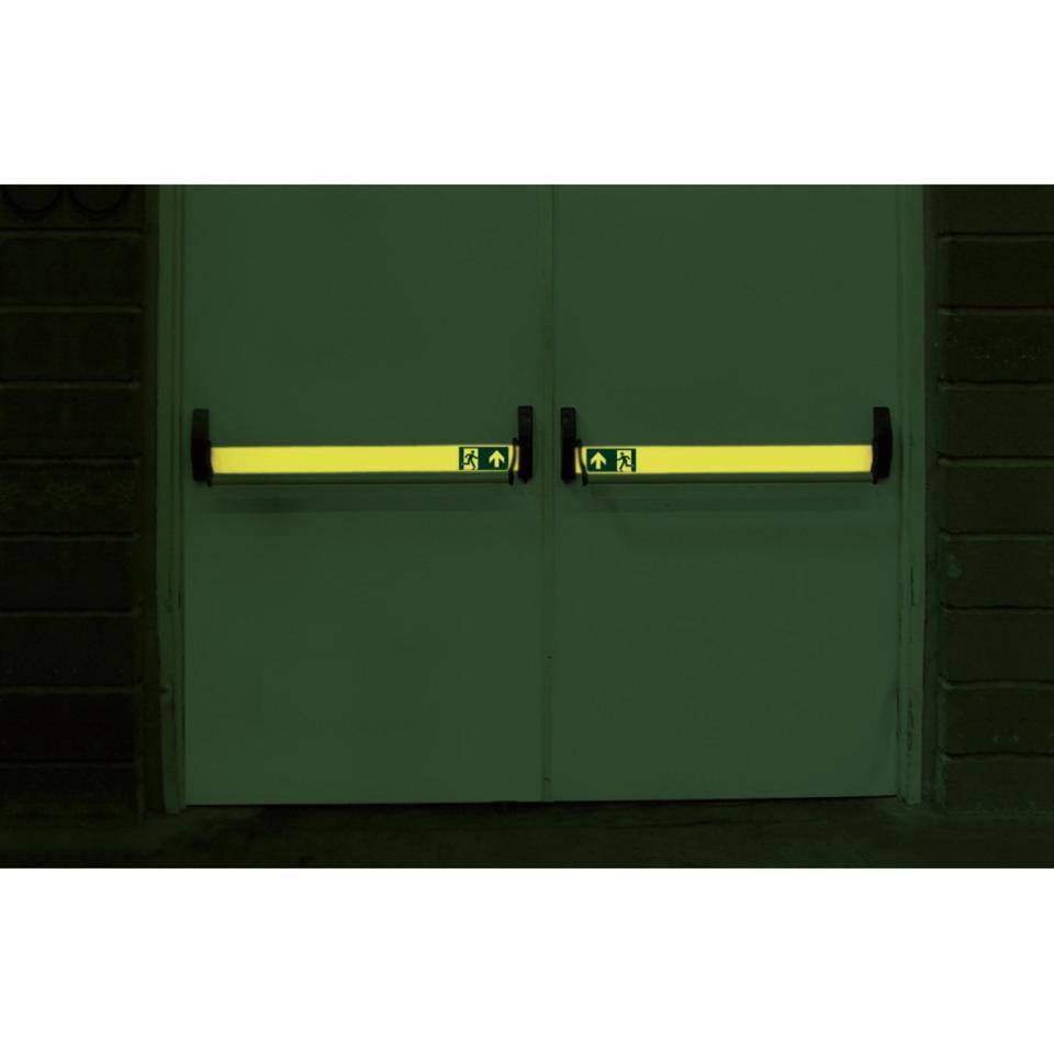 PERMALIGHT® power langnachleuchtend Rettungszeichen Notausgang, für Panikstangen links, 75x1000mm, ASR A1.3 ISO 7010 E001