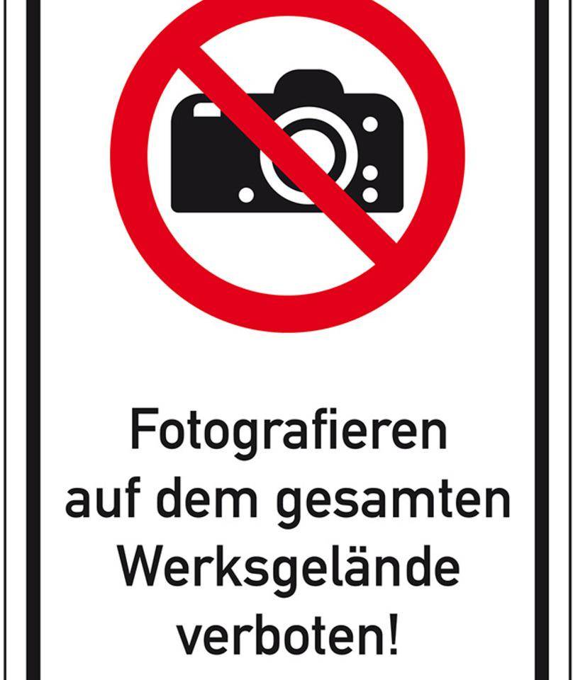 Kombischild Fotografieren auf dem gesamten Werksgelände verb., Alu, 400x600mm, DIN EN ISO 7010