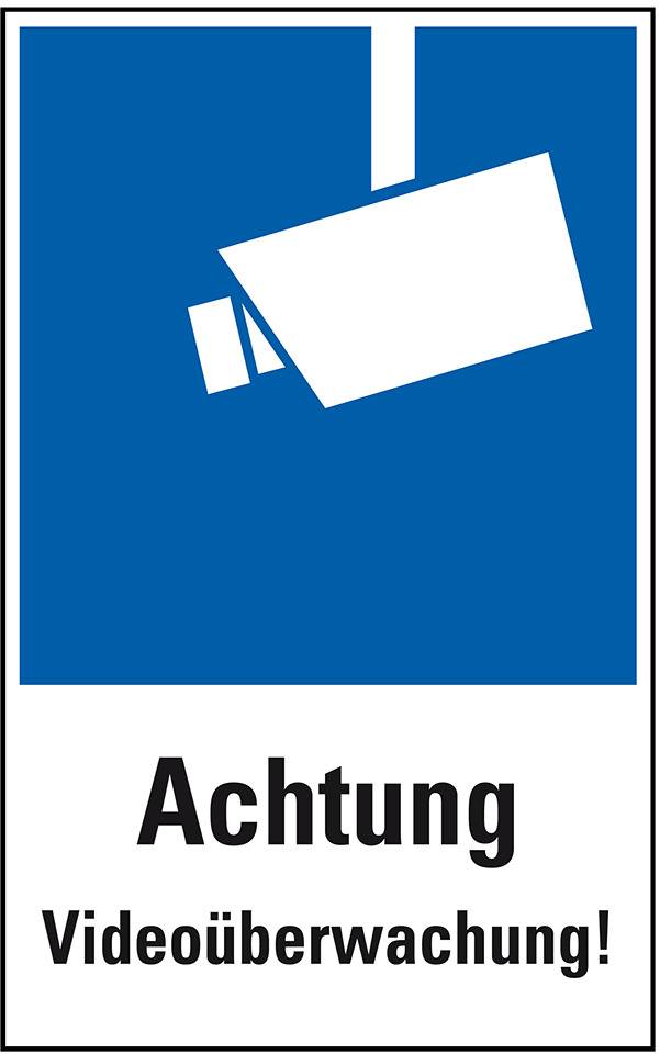 Hinweis-Kombischild Achtung Videoüberwachung!, Folie, selbstklebend, 200x300mm