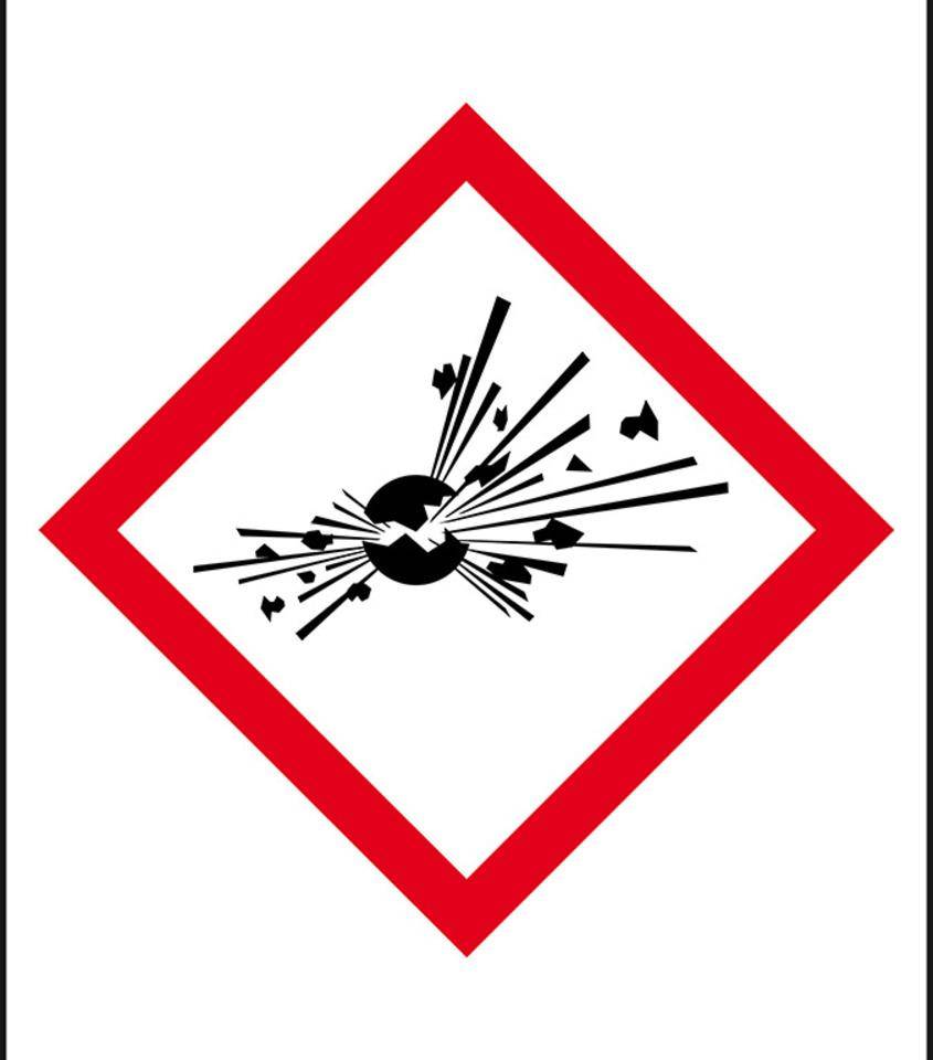 Gefahrensymbol Expl. Bombe GHS 01, Folie, selbstklebend, 37x52mm, 10/Bogen, GHS-Verordnung
