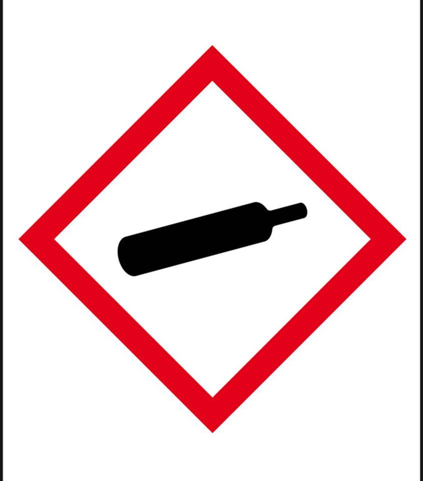 Gefahrensymbol Gasflasche GHS 04, Folie, selbstklebend, 18x26mm,10/Bogen, GHS-Verordnung