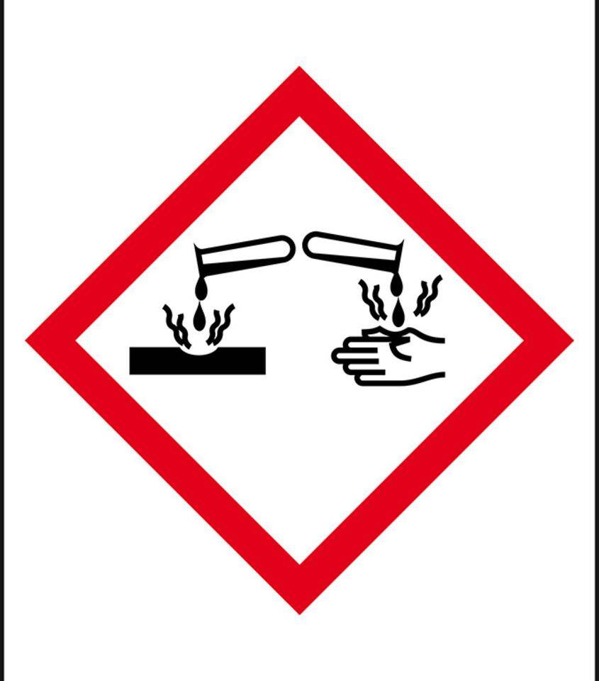 Gefahrensymbol Ätzwirkung GHS 05, Folie, selbstklebend, 70x100mm, 6/Bogen, GHS-Verordnung
