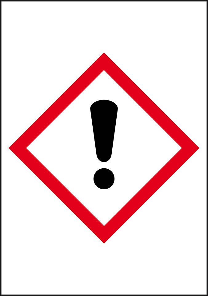 Gefahrensymbole Ausrufezeichen GHS 07, Folie, selbstklebend, 50mm, 10m/Rolle, GHS-Verordnung