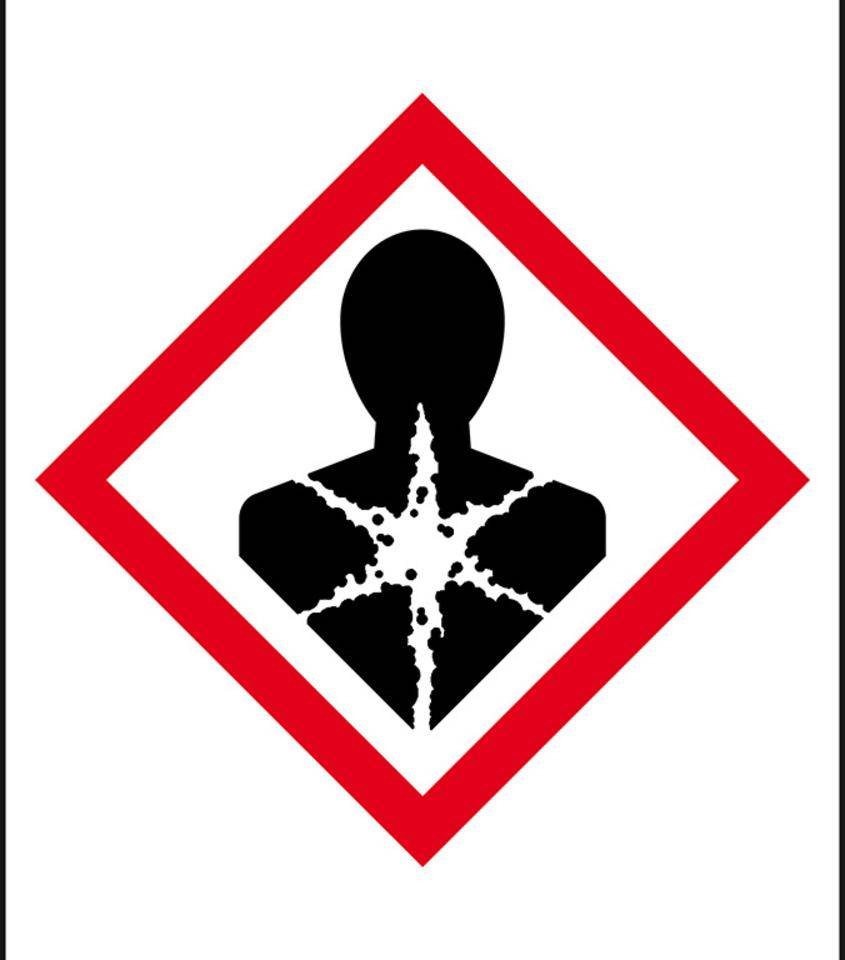 Gefahrensymbole Gesundheitsgefahr GHS 08, Folie, selbstklebend, 50mm, 10m/Rolle, GHS-Verordnung