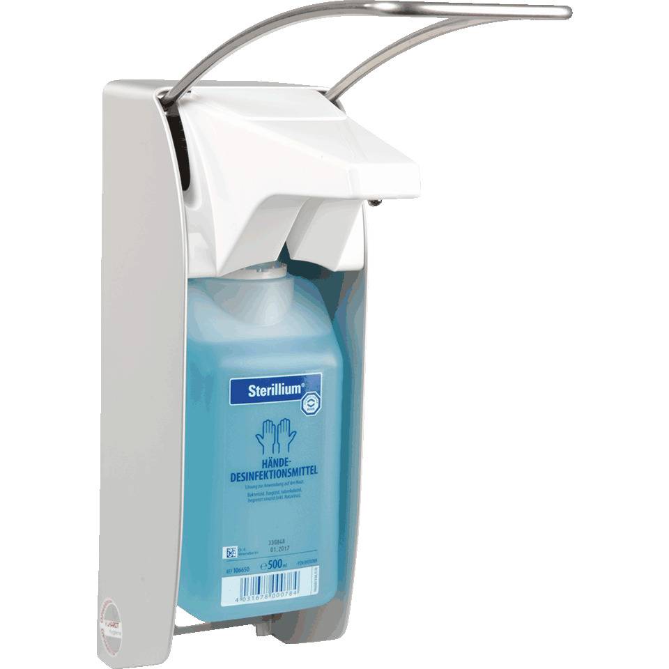 HARTMANN Eurospender 1 plus, f.350-u.500ml Flaschen, grau, Metall, 82x295x215mm