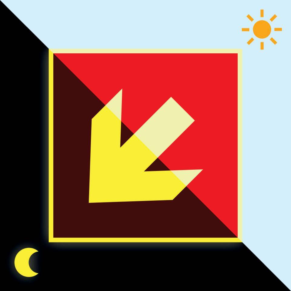 PERMALIGHT® power langnachleuchtend Zusatzzeichen Brandschutz Richtung diagonal, ASR/ISO, Kunststoff, 200x200mm