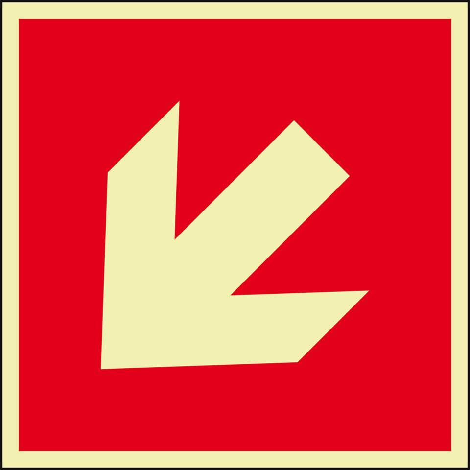 PERMALIGHT® power langnachleuchtend Brandschutzzeichen Richtungspfeil diagonal, ASR/ISO, Folie, 150x150mm