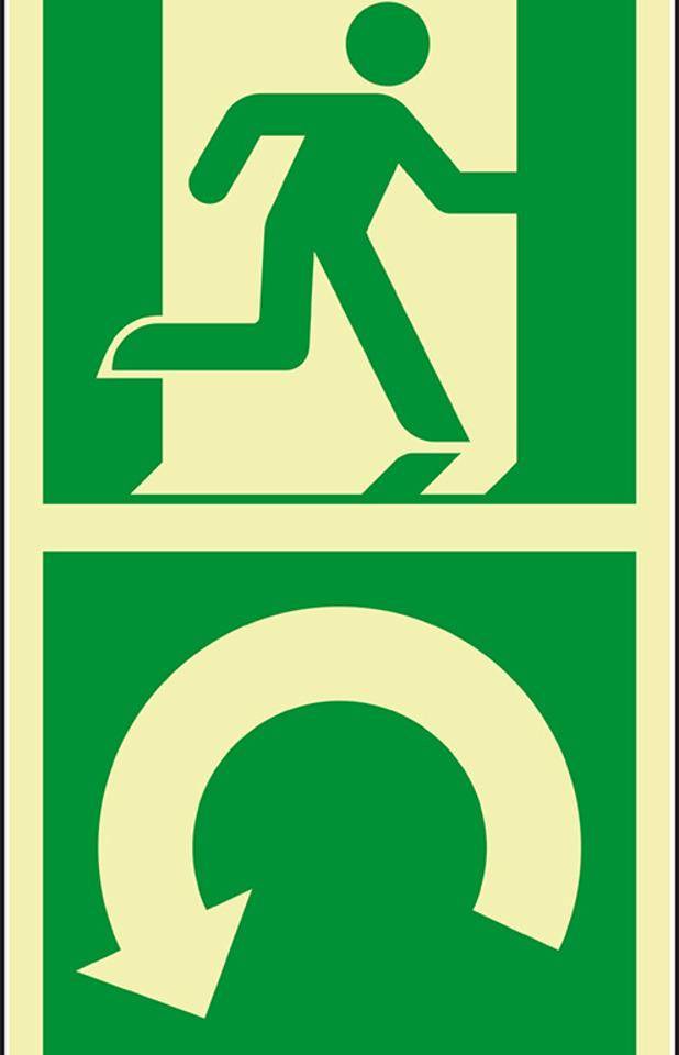 PERMALIGHT® power langnachleuchtend Drehknopf-Hinweis, links, ISO, Folie, selbstklebend, 100x195mm