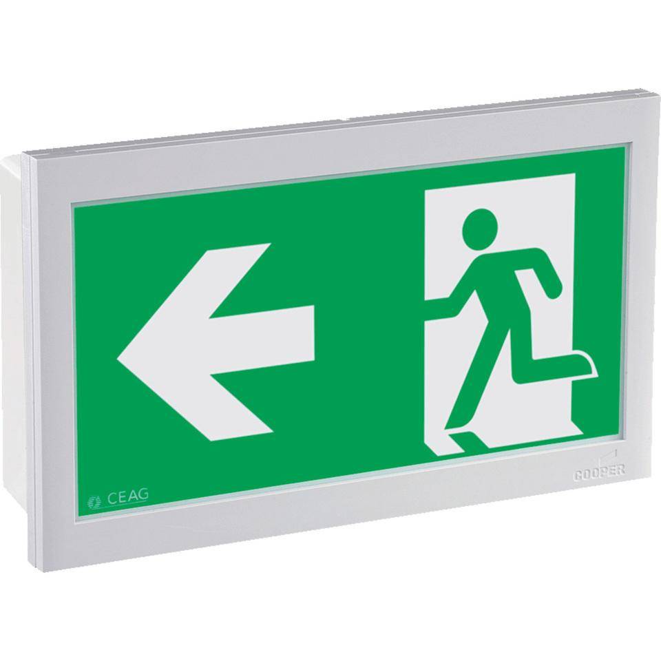 LED-Piktogramm Rettungszeichen Rettungsweg links, Polycarbonat, 226x134mm, ASR A1.3, DIN EN ISO 7010 E001