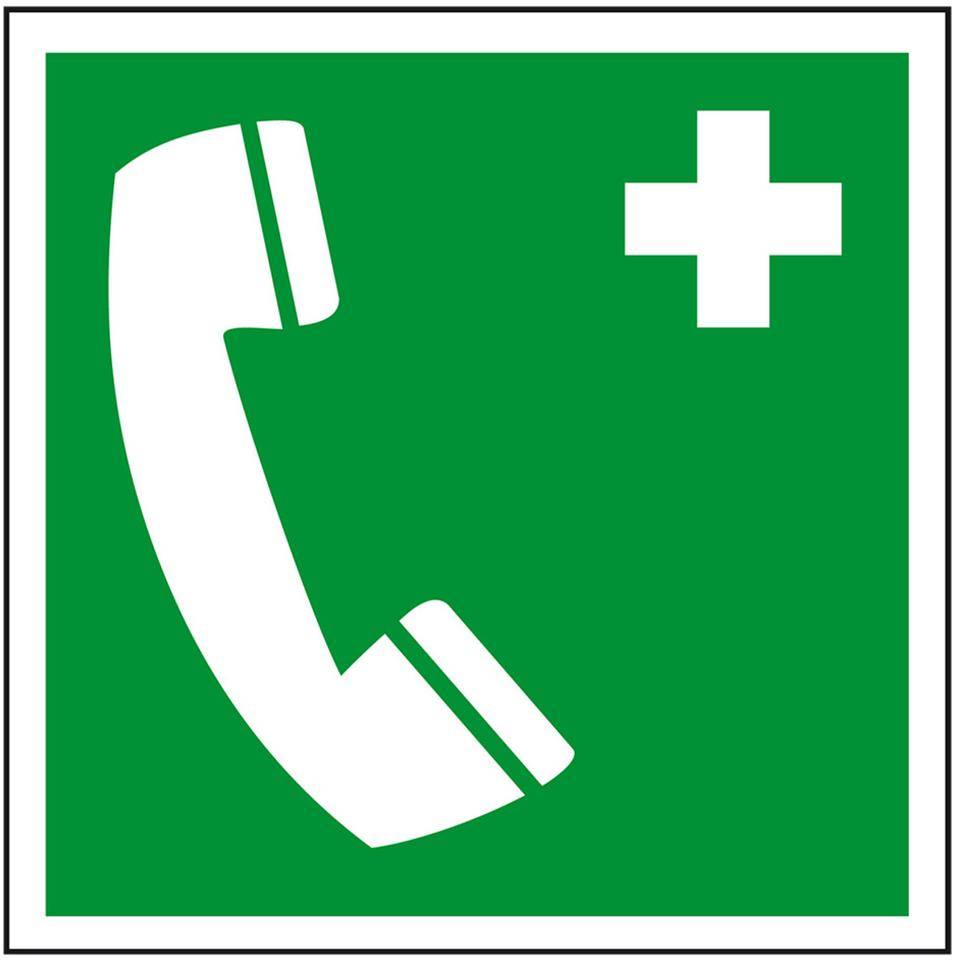 Rettungszeichen Notruftelefon, Folie, selbstklebend, 200x200mm, ASR A1.3, DIN EN ISO 7010 E004
