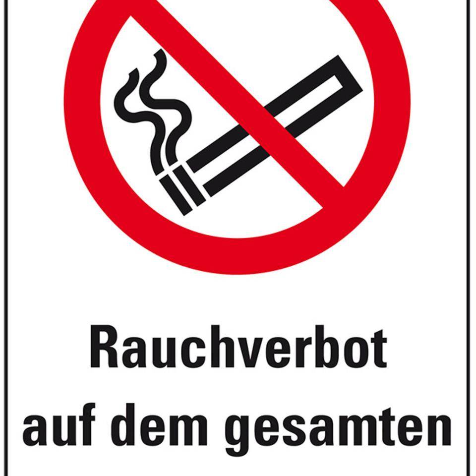 Verbots-Kombischild Rauchen verboten-Werksgelände, Kunststoff, 200x300mm, ASR A1.3, DIN EN ISO 7010 P002
