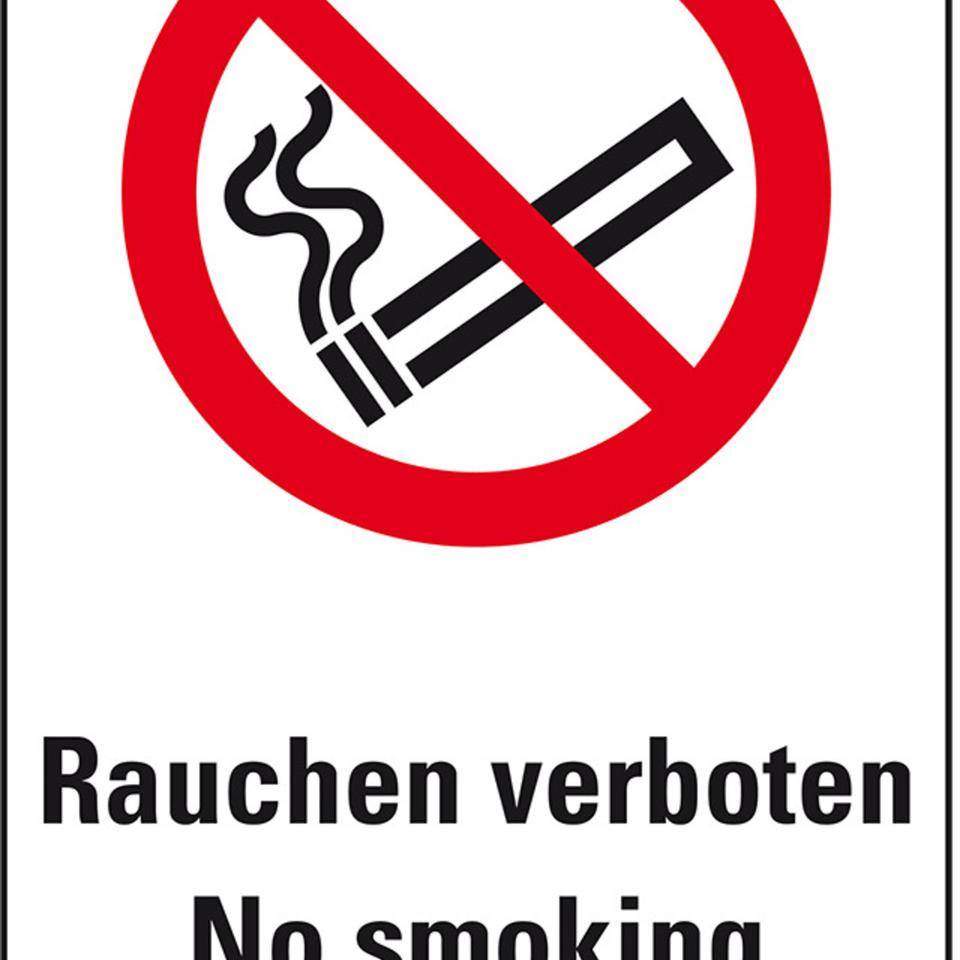 Verbots-Kombischild Rauchen verboten - No Smoking, Folie, 200x300mm, ASR A1.3, DIN EN ISO 7010 P002