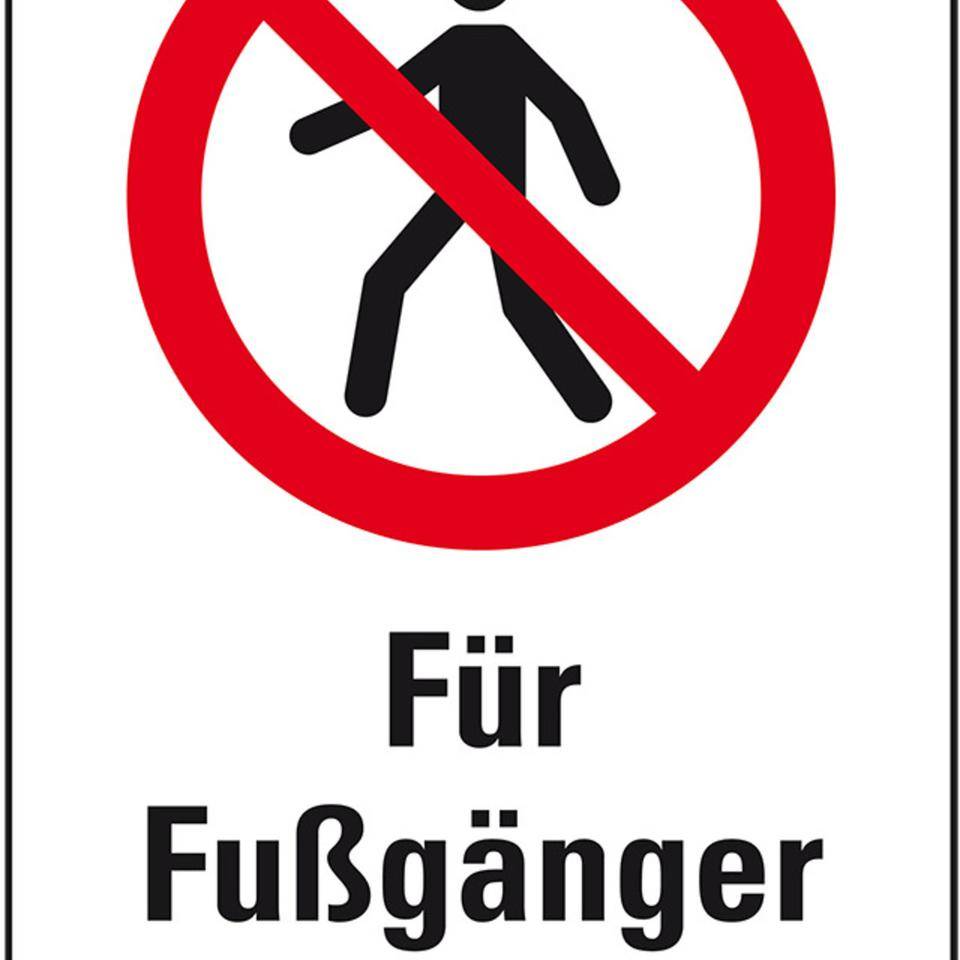 Verbots-Kombischild Für Fußgänger verboten, Kunststoff, 200x300mm, ASR A1.3, DIN EN ISO 7010 P004