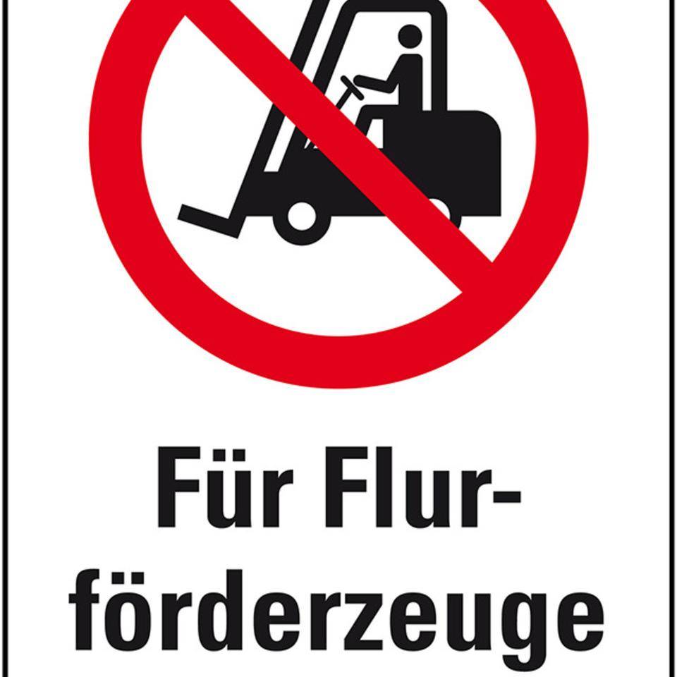 Verbots-Kombischild Für Flurförderzeuge verboten, Kunststoff, 200x300mm, ASR A1.3, DIN EN ISO 7010 P006