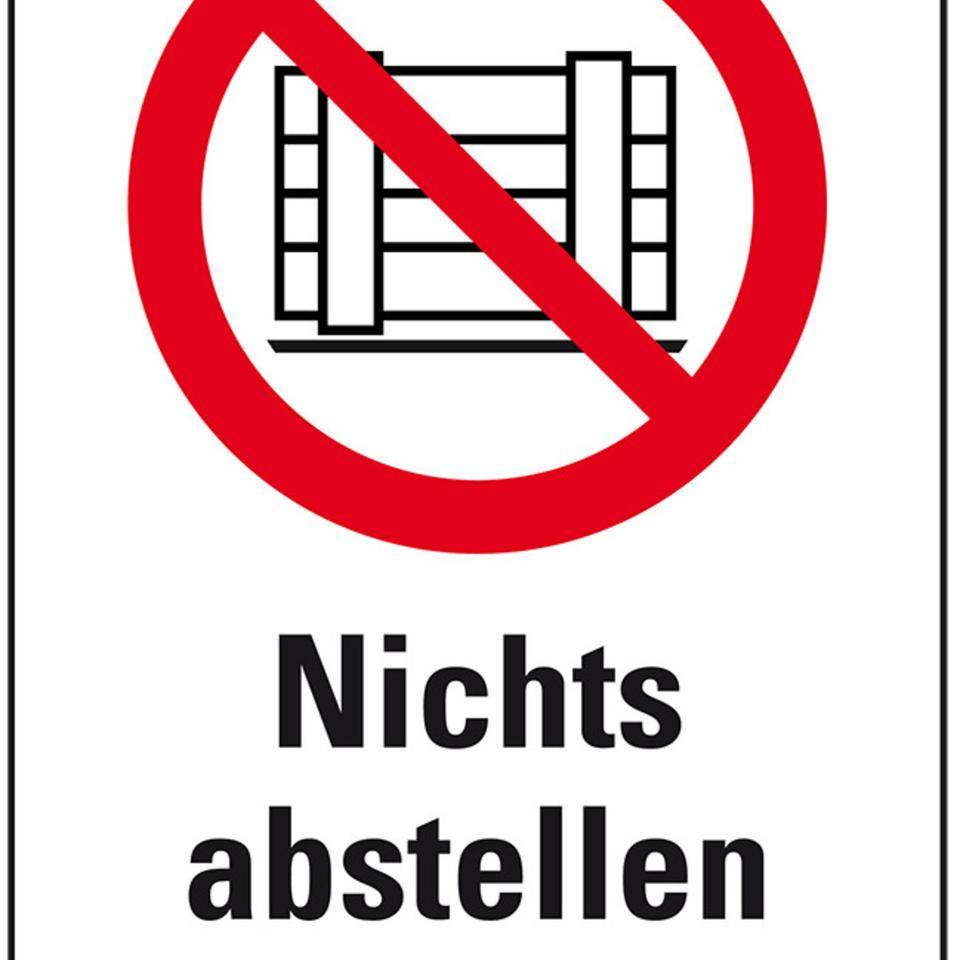 Verbots-Kombischild Nichts abstellen oder lagern, Kunststoff, 200x300mm, ASR A1.3, DIN EN ISO 7010 P023