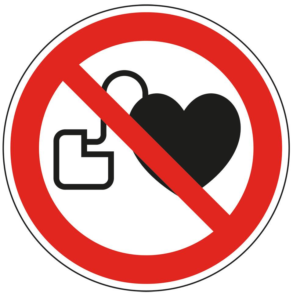 Verbotsschild Kein Zutritt für Personen mit Herzschr., Folie, Ø 100mm, ASR A1.3, DIN EN ISO 7010 P007