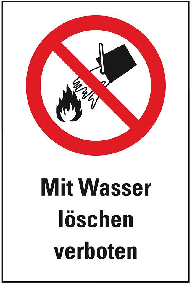 Verbots-Kombischild Mit Wasser löschen verboten, Kunststoff, 200x300mm, ASR A1.3, DIN EN ISO 7010 P011
