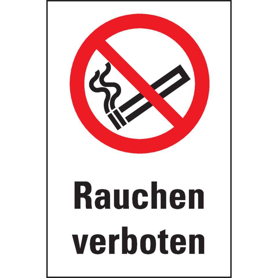 Verbots-Kombischild Rauchen verboten, Kunststoff, 200x300mm, ASRA1.3, DIN EN ISO 7010 P002