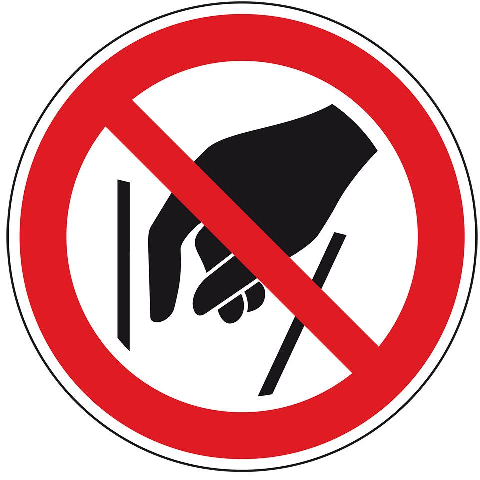 Verbotsschild Hineinfassen verboten, ASR/ISO, Recycling-Verbundplatte, Ø 200mm