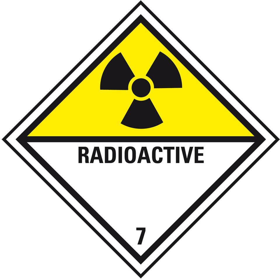 Gefahrgutzettel (Placards) Klasse 7D Radioactive, Kunststoff, 250x250mm, IMDG-Code, ADR, IATA