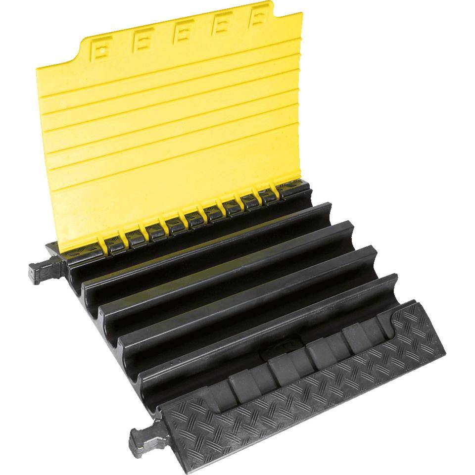 DEFENDER® Kabelbrücke XXL, 5 Kabelkanäle, schwarz/gelb, 700x696x87mm