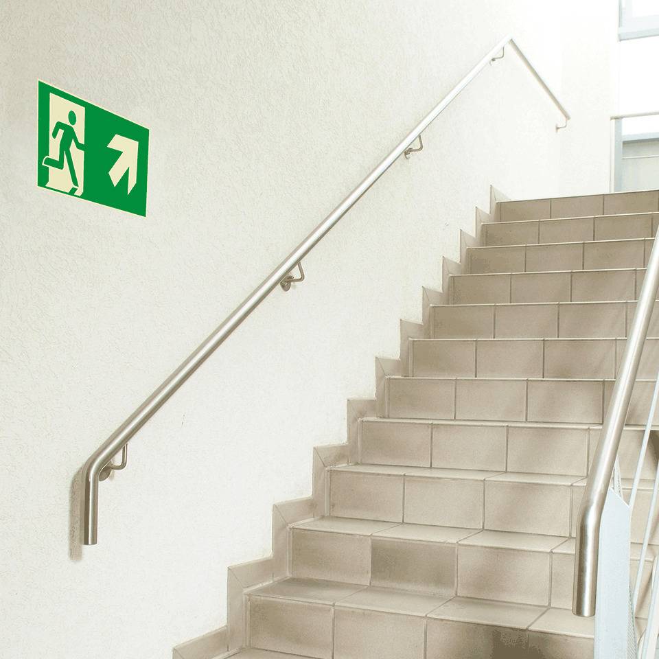 PERMALIGHT® power langnachleuchtend Rettungszeichen Rettungsweg rechts aufwärts, ASR/ISO, Kunststoff, 300x150mm