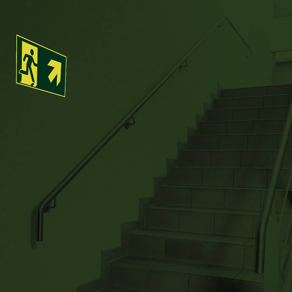 PERMALIGHT® power langnachleuchtend Rettungszeichen Rettungsweg rechts aufwärts, ASR/ISO, Kunststoff, 300x150mm