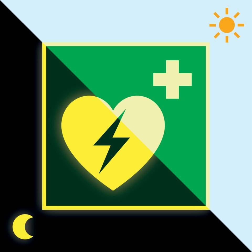 PERMALIGHT® power langnachleuchtend Rettungszeichen Automatisierter externer Defibrillator (AED), Kunststoff, 200x200mm