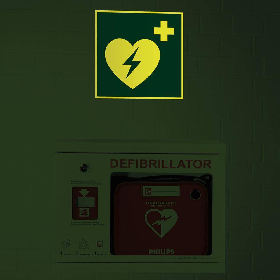 PERMALIGHT® power langnachleuchtend Rettungszeichen Automatisierter externer Defibrillator (AED), Folie, 200x200mm