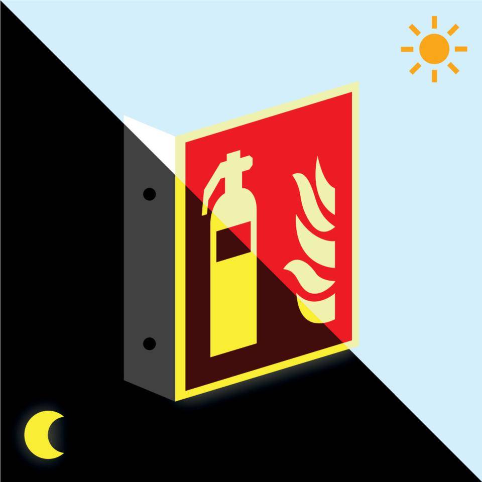 PERMALIGHT® power langnachleuchtend Fahnenschild Feuerlöscher, ASR/ISO, Kunststoff, 150x150mm