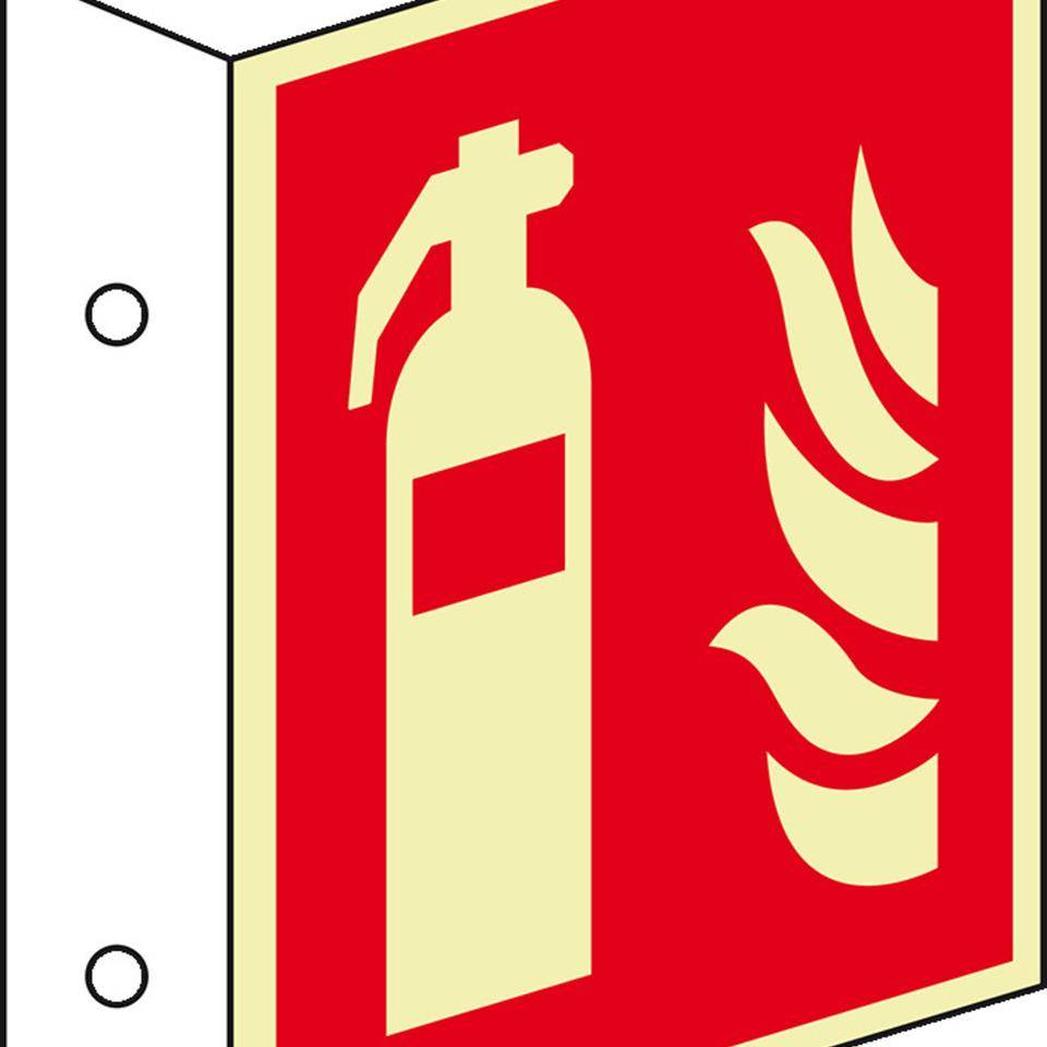 PERMALIGHT® power langnachleuchtend Fahnenschild Feuerlöscher, ASR/ISO, Kunststoff, 300x300mm