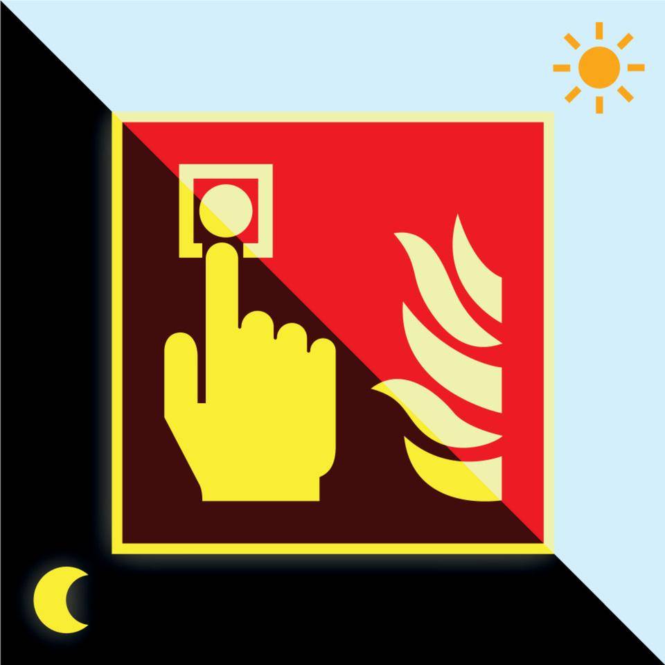 PERMALIGHT® power langnachleuchtend Brandschutzzeichen Brandmelder, ASR/ISO, Folie, 200x200mm