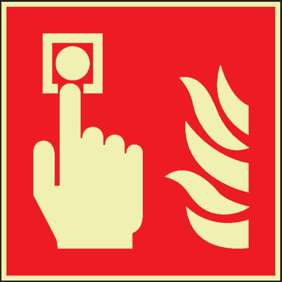 PERMALIGHT® power langnachleuchtend Brandschutzzeichen Brandmelder, ASR/ISO, Folie, 200x200mm