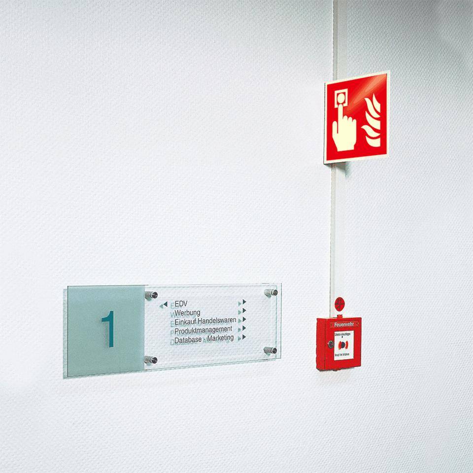 PERMALIGHT® power langnachleuchtend Fahnenschild Brandmelder, doppelseitig, ASR/ISO, Kunststoff, 200x200mm