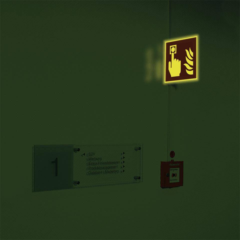 PERMALIGHT® power langnachleuchtend Fahnenschild Brandmelder, doppelseitig, ASR/ISO, Kunststoff, 200x200mm