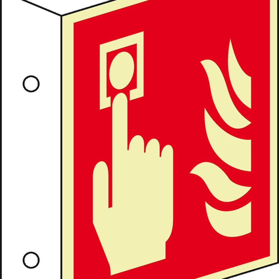 PERMALIGHT® power langnachleuchtend Fahnenschild Brandmelder, doppelseitig, ASR/ISO, Kunststoff, 200x200mm